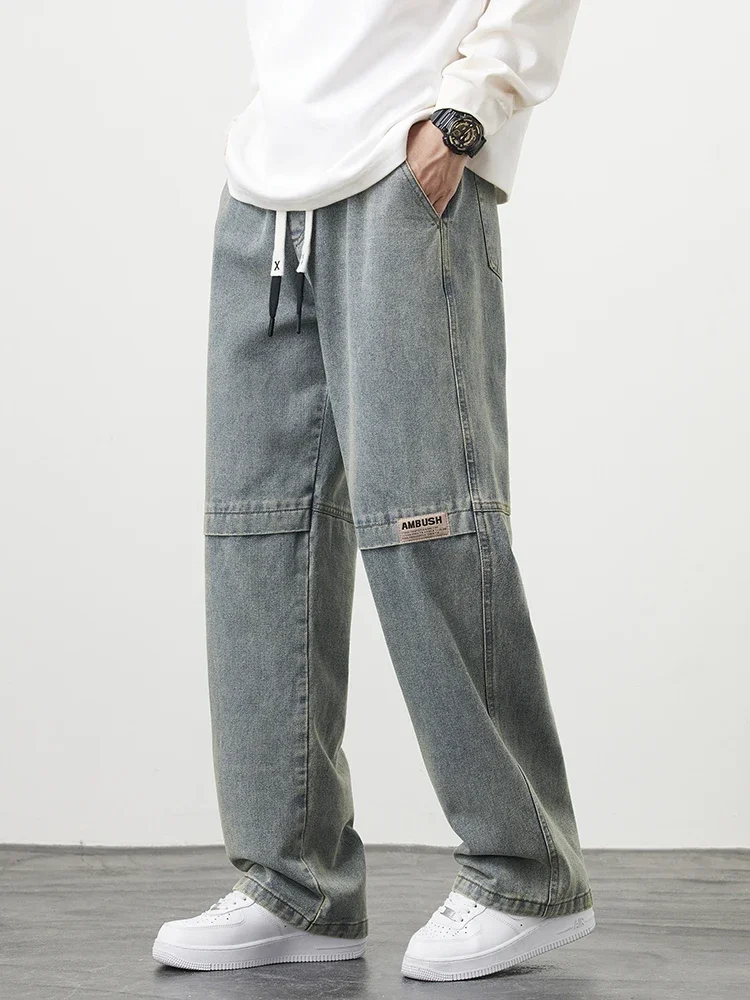 2025 New Retro Blue Men's Jeans Large Size String Banding Wide Leg Denim Pants Cotton Casual Straight Jean Trousers 6XL 7XL 8XL
2025 New Retro Blue Men's Jeans Large Size String Banding Wide Leg Denim Pants Cotton Casual Straight Jean Trousers 6XL 7XL 8XL