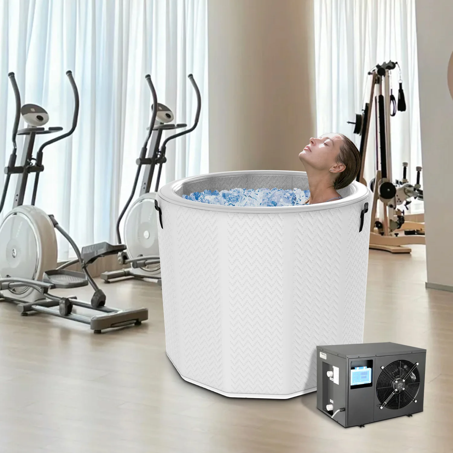 Ice Sports Bathtub for Athletes Barrel Ice Bath Pod Compatible with Water Chillers
Ice Sports Bathtub for Athletes Barrel Ice Bath Pod Compatible with Water Chillers