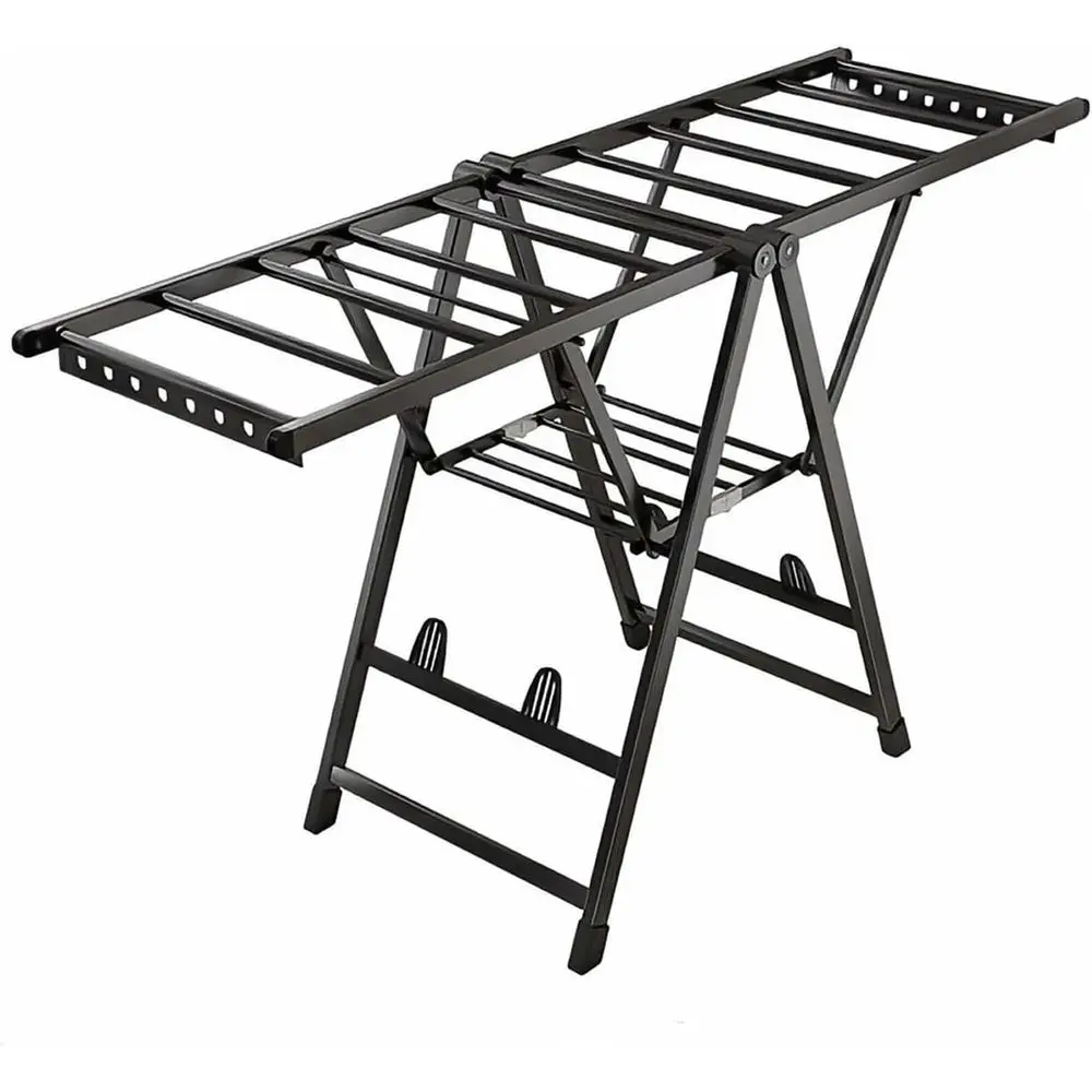 2-уровневая регулируемая сушилка для белья с крыльями и полкой для обуви, подходит для использования в помещении и на открытом воздухе (130 см)
2-уровневая регулируемая сушилка для белья с крыльями и полкой для обуви, подходит для использования в помещении и на открытом воздухе (130 см)