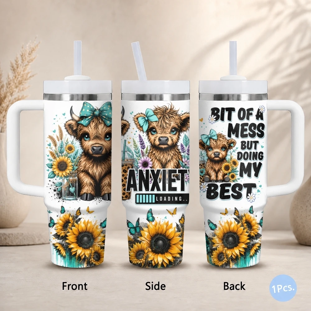 Highland Cow & Sunflower Vacuum Flasks 40oz Stainless Steel Insulated Tumbler with Handle Straw Lid Leakproof Travel Mug
Highland Cow & Sunflower Vacuum Flasks 40oz Stainless Steel Insulated Tumbler with Handle Straw Lid Leakproof Travel Mug