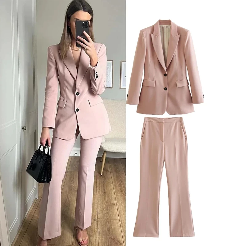 Notched Collar Blazer Autumn Elegant Coat Pants Set Fashion Slim V-neck Suits Office Blazers Women Suit Party Pink Waist 2 piece
Notched Collar Blazer Autumn Elegant Coat Pants Set Fashion Slim V-neck Suits Office Blazers Women Suit Party Pink Waist 2 piece