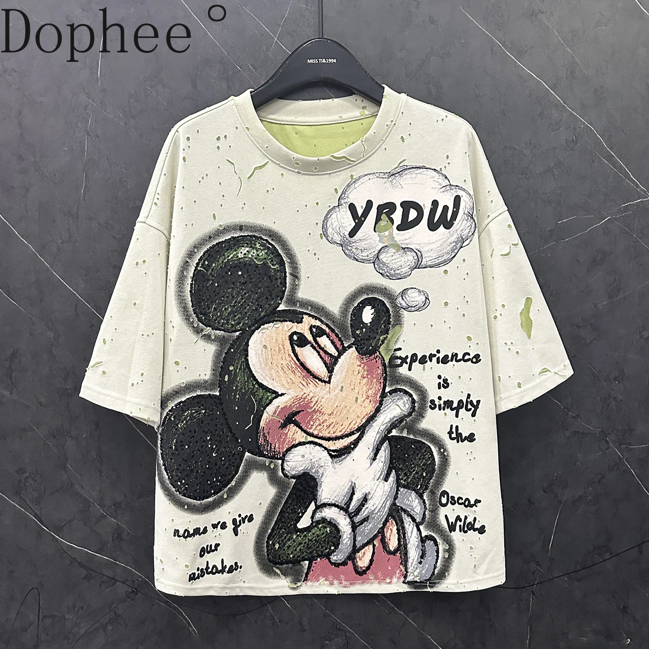 2025 New Summer Sequins Cartoon Printed Loose Short Sleeve T-shirt Hole Mickey O-neck Casual Basic Tees All-match Cotton Tees
2025 New Summer Sequins Cartoon Printed Loose Short Sleeve T-shirt Hole Mickey O-neck Casual Basic Tees All-match Cotton Tees