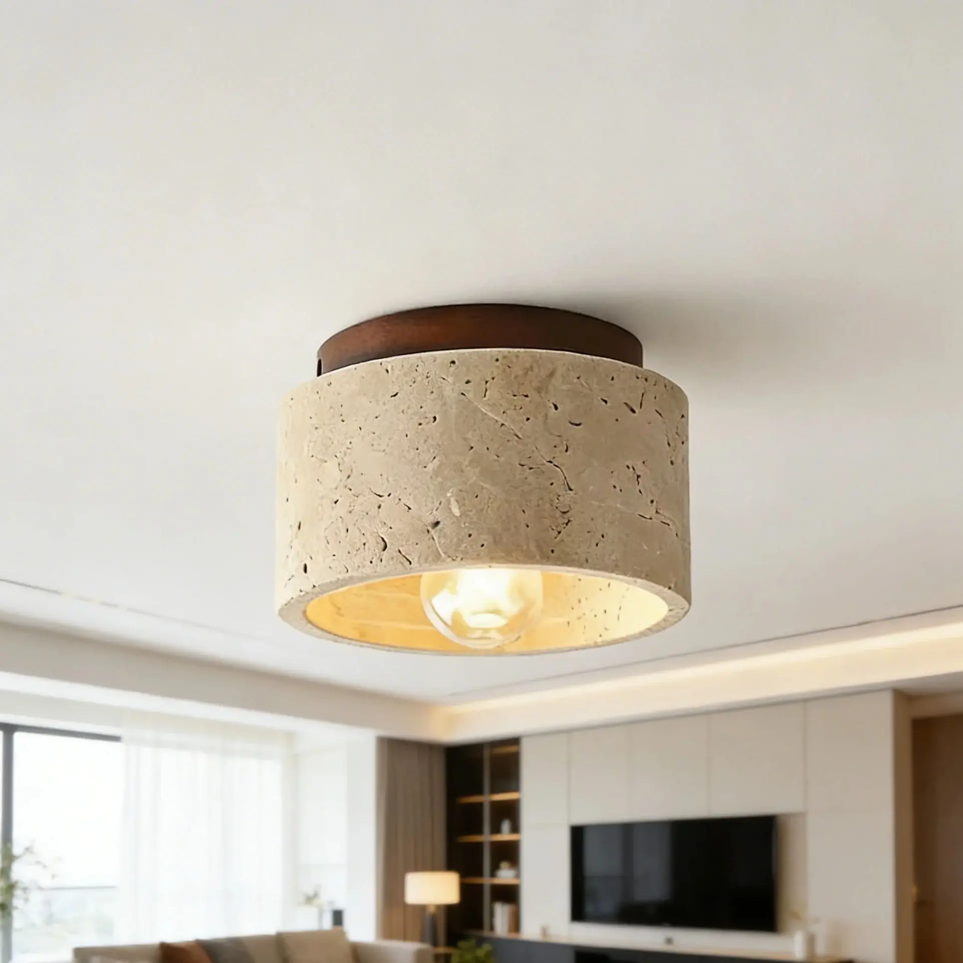 Wabi Sabi Travertine Ceiling Light Japanese Style Natural Stone Flush Mount Ceiling Lamp for Hallway Entryway LED Ceiling Light
Wabi Sabi Travertine Ceiling Light Japanese Style Natural Stone Flush Mount Ceiling Lamp for Hallway Entryway LED Ceiling Light