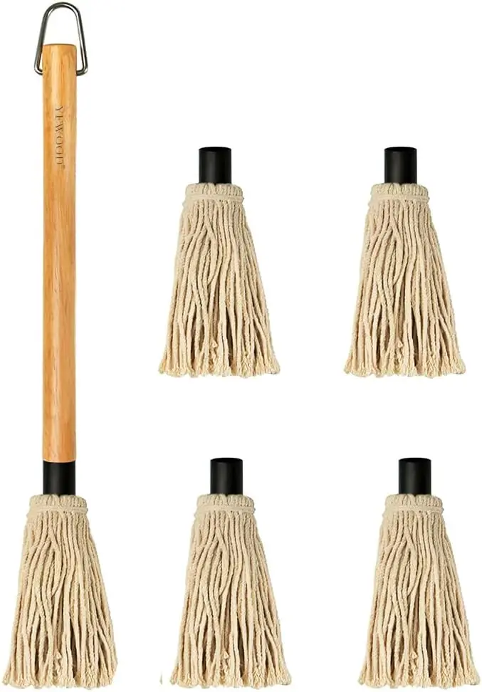 45.7cm BBQ Mop Brush for Sauce, Long Wooden Handle Basting Brush with 4 Extra Replacement Heads for Smoking Grilling Steak
45.7cm BBQ Mop Brush for Sauce, Long Wooden Handle Basting Brush with 4 Extra Replacement Heads for Smoking Grilling Steak