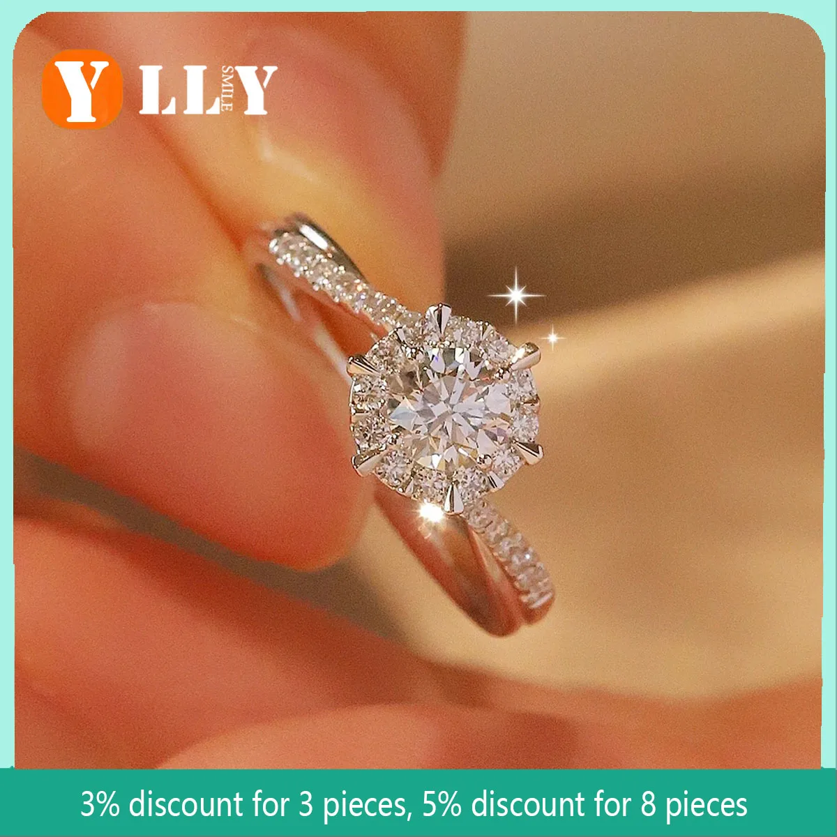 YYLL 0.5/1CT Moissanite Diamond Rings Wedding Band for Women 925 Sterling Silver Plated 18k White Gold Promise Ring Certified
YYLL 0.5/1CT Moissanite Diamond Rings Wedding Band for Women 925 Sterling Silver Plated 18k White Gold Promise Ring Certified