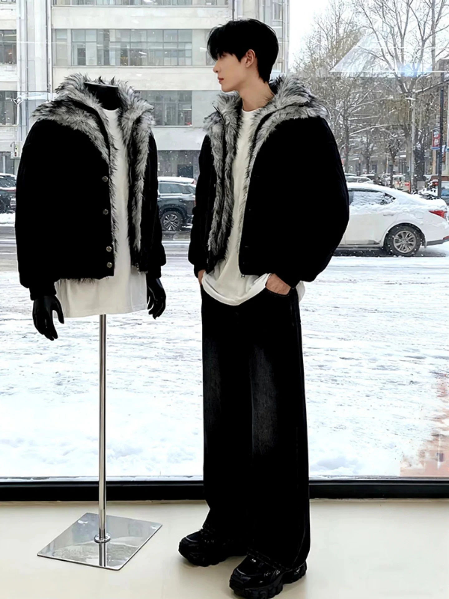 Мужская зимняя куртка Heavyweight Wolf King Mountain Eagle в американском уличном стиле с меховым воротником, имитация двухслойности, воротник-стойка, хлопок
Мужская зимняя куртка Heavyweight Wolf King Mountain Eagle в американском уличном стиле с меховым воротником, имитация двухслойности, воротник-стойка, хлопок