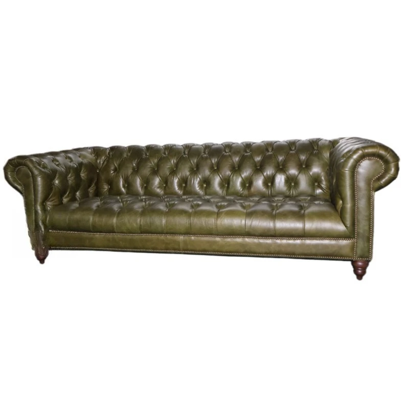 European leather sofa living room hotel classic pull button American country retro green leather sofa top layer cowhide
European leather sofa living room hotel classic pull button American country retro green leather sofa top layer cowhide