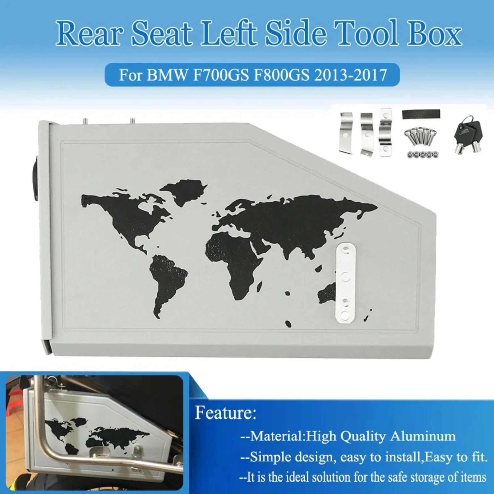 Ящик для инструментов для мотоцикла, декоративный алюминиевый ящик, ящик для инструментов, 5 литров для левого бокового кронштейна для BMW F800GS F700GS F800/700 GS 2013-2017
Ящик для инструментов для мотоцикла, декоративный алюминиевый ящик, ящик для инструментов, 5 литров для левого бокового кронштейна для BMW F800GS F700GS F800/700 GS 2013-2017