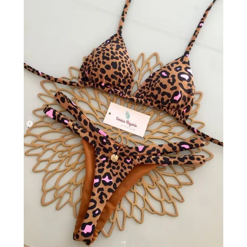 Stylish Leopard Print Triangle Bikini Set with Pink Accents | Two Piece Swimsuit with Thong Bottoms for Beach & Pool 2026 Summer
Stylish Leopard Print Triangle Bikini Set with Pink Accents | Two Piece Swimsuit with Thong Bottoms for Beach & Pool 2026 Summer