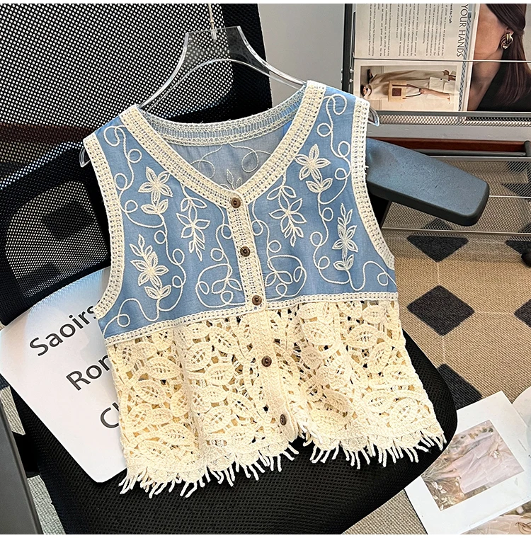 Floral Crochet Vest for Women Openwork Fringed Button Down Sleeveless Jacket Knit Waistcoat Top Boho Fairycore Vacation Outfit
Floral Crochet Vest for Women Openwork Fringed Button Down Sleeveless Jacket Knit Waistcoat Top Boho Fairycore Vacation Outfit