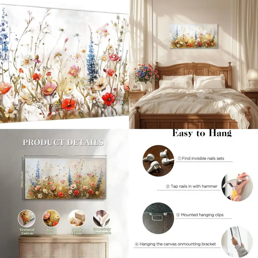 Настенное искусство с цветочным рисунком в деревенском стиле фермерского дома, большие принты на холсте 20x40 для гостиной и столовых комнат Cottagecore
Настенное искусство с цветочным рисунком в деревенском стиле фермерского дома, большие принты на холсте 20x40 для гостиной и столовых комнат Cottagecore