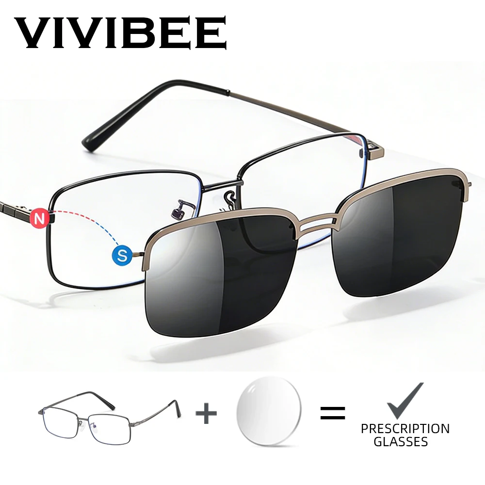 VIVIBEE Rectangle Customsized Prescription Glasses Men Magnetic Clip On Sunglasses Frame Business Myopia Optical Eyewear
VIVIBEE Rectangle Customsized Prescription Glasses Men Magnetic Clip On Sunglasses Frame Business Myopia Optical Eyewear