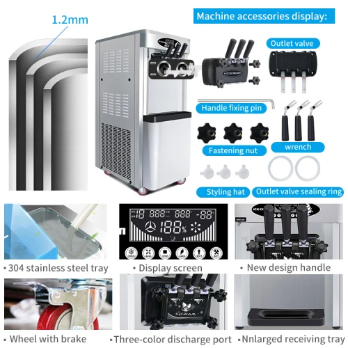 Commercial Vertical Ice Cream Machine 25 - 30L/H High Yield 3 Flavors 2x6L Hoppers 2000W Power for Restaurants Snack Shops
Commercial Vertical Ice Cream Machine 25 - 30L/H High Yield 3 Flavors 2x6L Hoppers 2000W Power for Restaurants Snack Shops