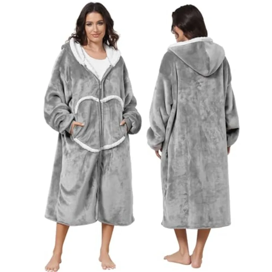 Oversized Wearab Blanket Hoodie, Cozy Flannel Blanket with Sleeves and Zipper for Women, Mens, Teens
Oversized Wearab Blanket Hoodie, Cozy Flannel Blanket with Sleeves and Zipper for Women, Mens, Teens