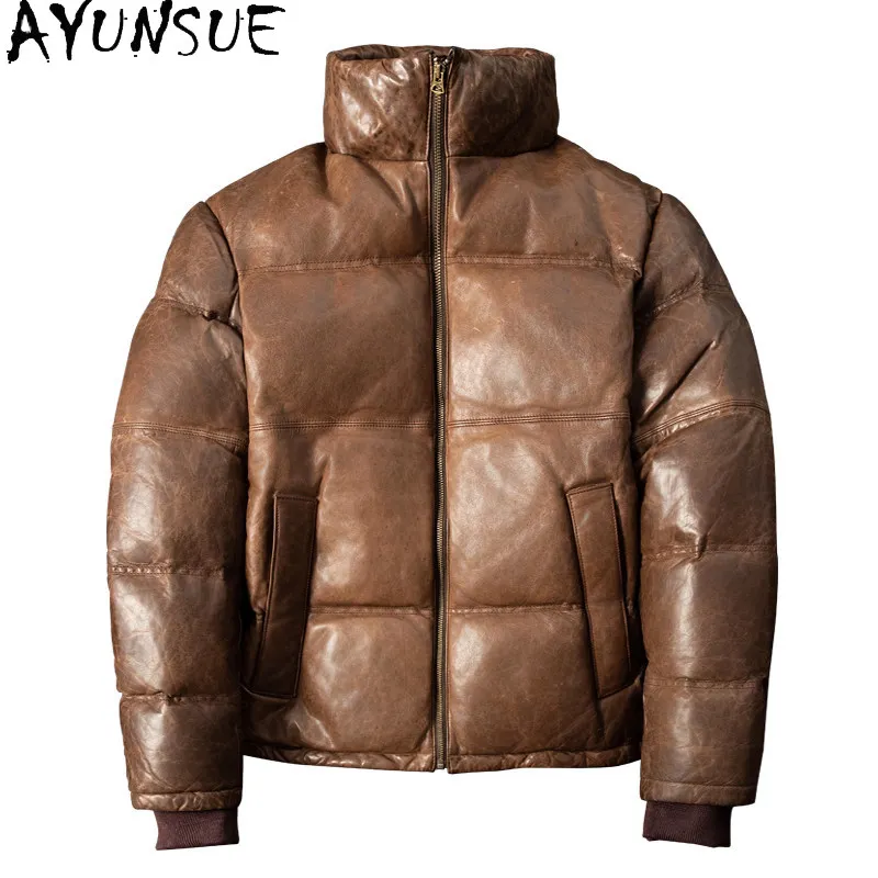AYUNSUE Men Top Layer Sheepskin Real Leather Down Jacket Stand Collar Warm White Duck Down Coat Fashion Casual Puffer Jackets
AYUNSUE Men Top Layer Sheepskin Real Leather Down Jacket Stand Collar Warm White Duck Down Coat Fashion Casual Puffer Jackets