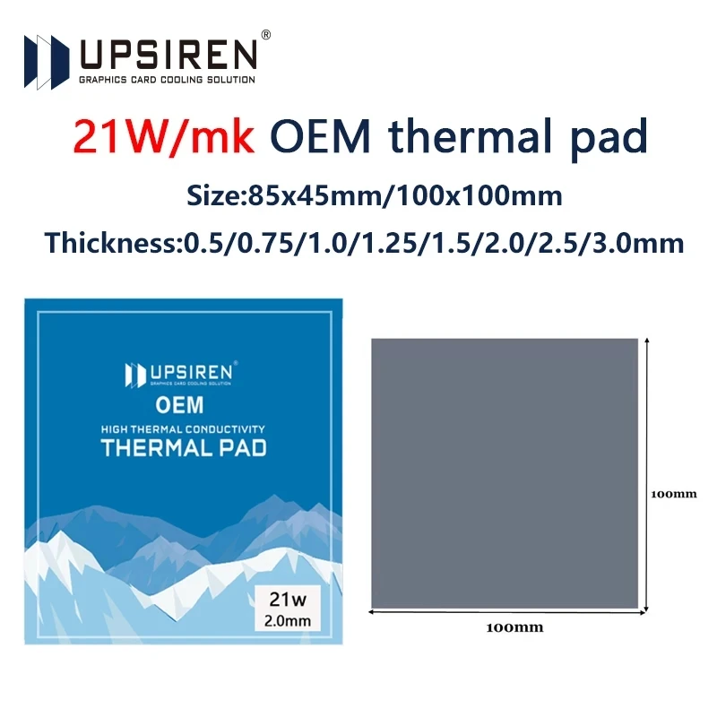 UPSIREN OEM Thermal Pad Silicone Plaster Thermal Pad CPU GPU Water Cooling Mat 0.75mm 1.25mm High Quality Heatsink Cooling pad
UPSIREN OEM Thermal Pad Silicone Plaster Thermal Pad CPU GPU Water Cooling Mat 0.75mm 1.25mm High Quality Heatsink Cooling pad