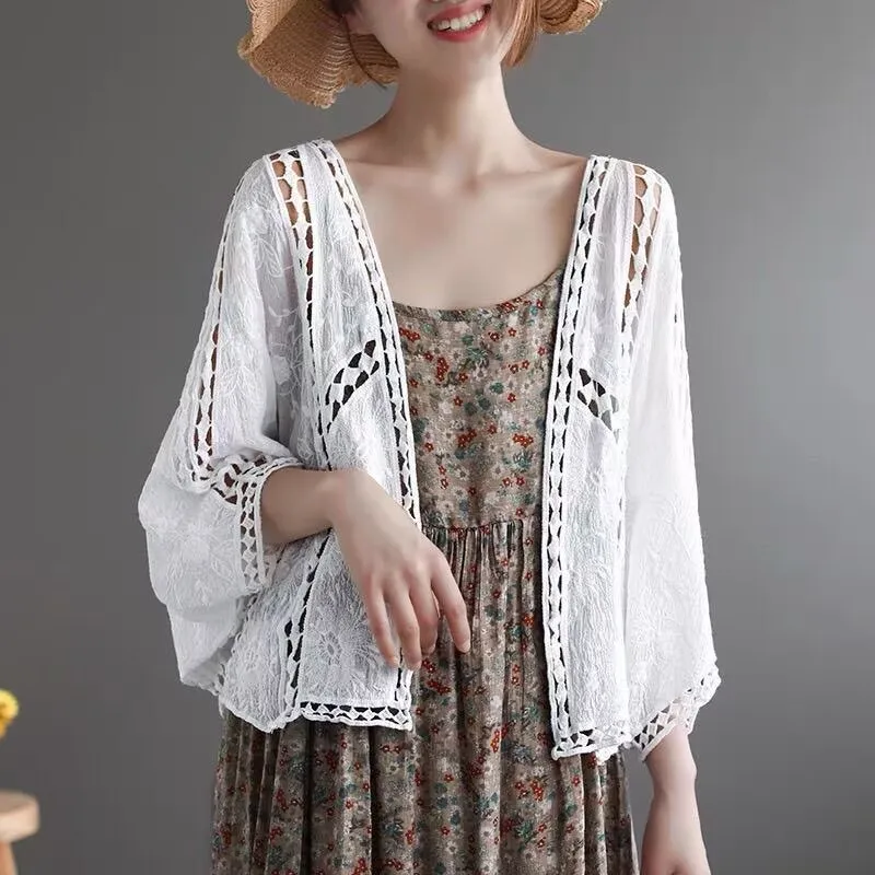 Womens Lace Cardigan Hollow out Shawl Coat
Womens Lace Cardigan Hollow out Shawl Coat