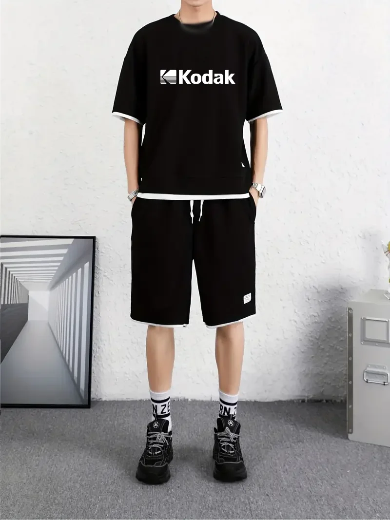 Summer Jinkodaio Letter Print Men's Short Sleeve + Shorts Set - Adult Outdoor Breathable Casual Sports Two-Piece Set
Summer Jinkodaio Letter Print Men's Short Sleeve + Shorts Set - Adult Outdoor Breathable Casual Sports Two-Piece Set