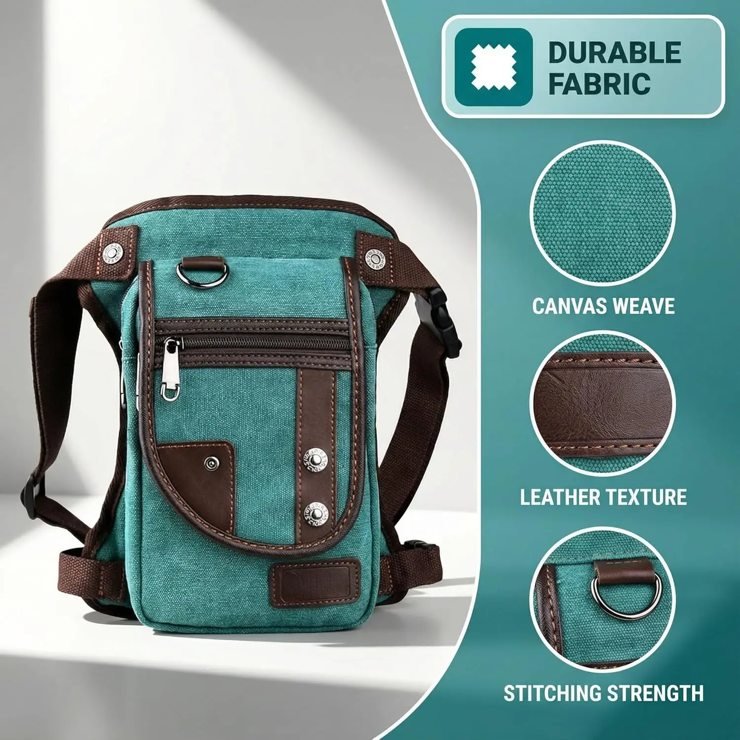 American Workwear Canvas Thigh Bag with Genuine Leather Trim, Multi-function Storage Bag for Motorbike Fishing Camping
American Workwear Canvas Thigh Bag with Genuine Leather Trim, Multi-function Storage Bag for Motorbike Fishing Camping