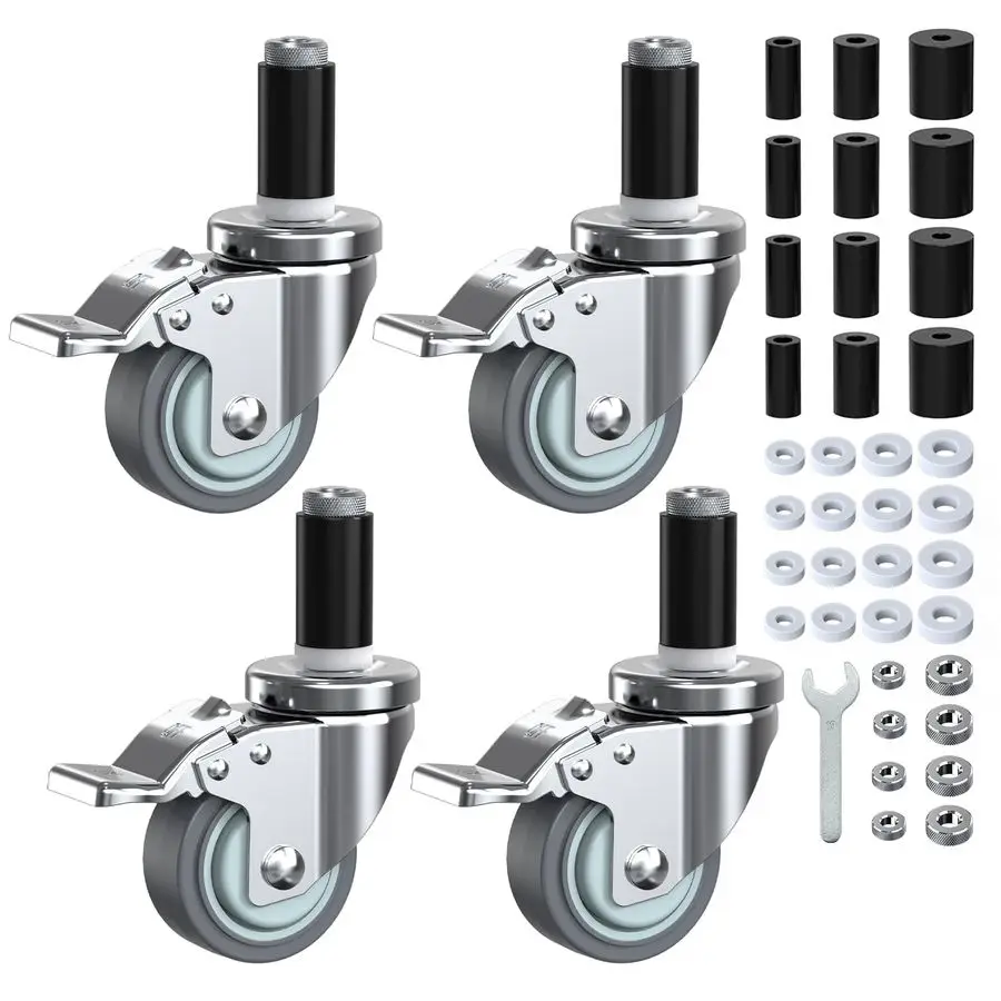 Caster Wheels Locking 3 Inch Expanding Stem Casters, Threaded Swivel Casters Set of 4 Heavy Duty Castors, Fit 1, 11 4, 12 5, 11
Caster Wheels Locking 3 Inch Expanding Stem Casters, Threaded Swivel Casters Set of 4 Heavy Duty Castors, Fit 1, 11 4, 12 5, 11