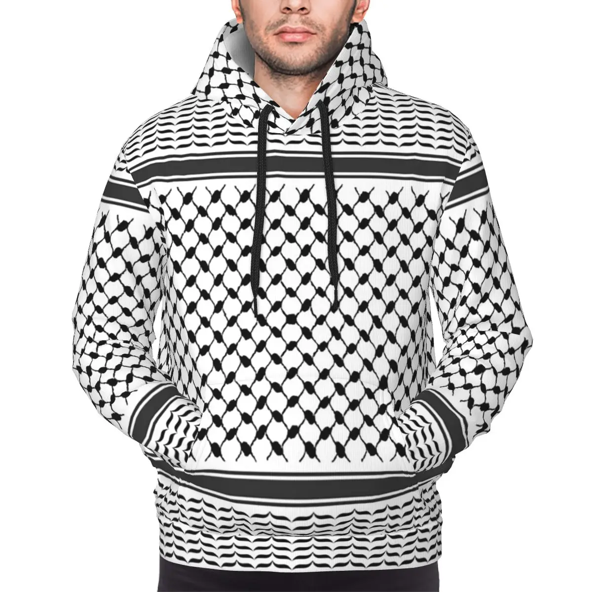 Palestinian Kufiya Pattern Design Original Black And White Keffiyeh (Yasser Arafat) Hoodie Pullover Sweatshirts Long Sleeve Tops
Palestinian Kufiya Pattern Design Original Black And White Keffiyeh (Yasser Arafat) Hoodie Pullover Sweatshirts Long Sleeve Tops