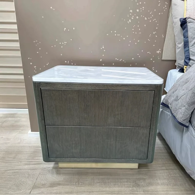 Bedroom solid wood veneer bedside table simple modern luxury drawer metal base bedside table
Bedroom solid wood veneer bedside table simple modern luxury drawer metal base bedside table