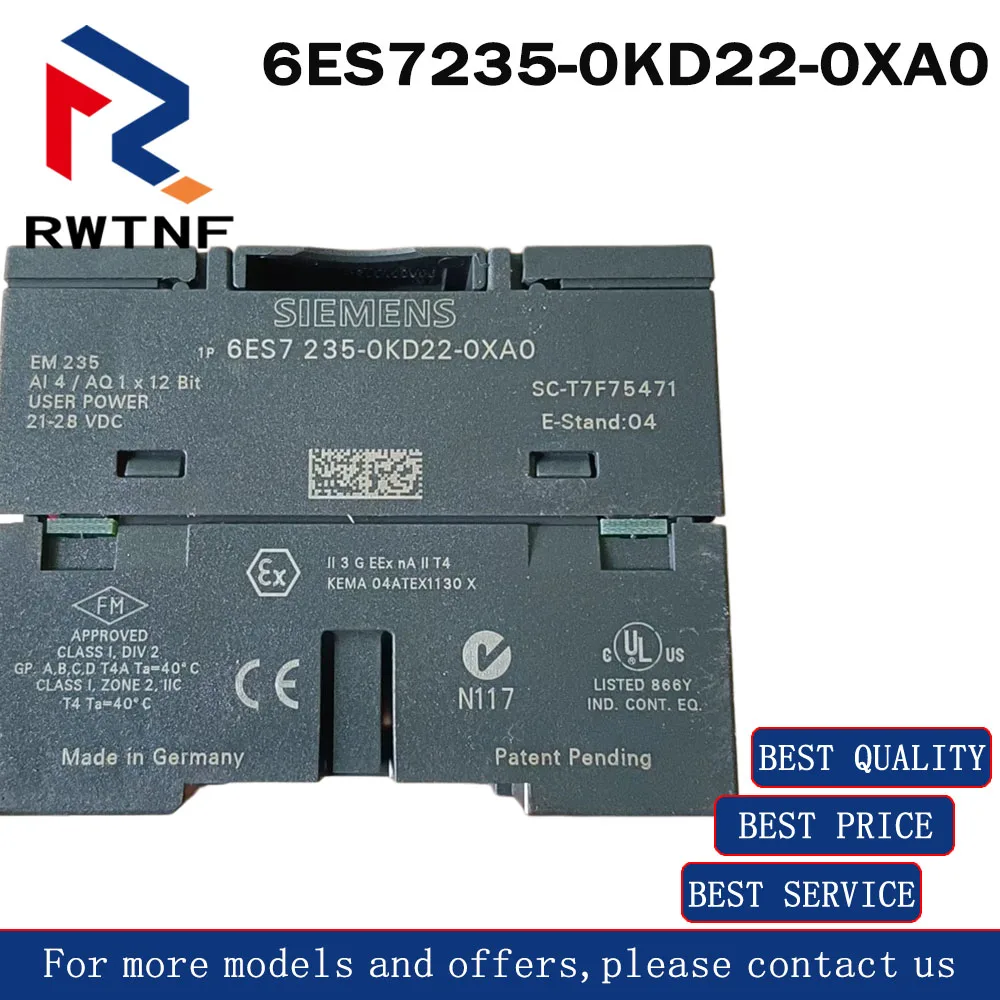 Brand New Genuine 6ES7235-0KD22-0XA0 SIEMENS EM235CN Analog Expansion Module,100% original warehouse stock
Brand New Genuine 6ES7235-0KD22-0XA0 SIEMENS EM235CN Analog Expansion Module,100% original warehouse stock