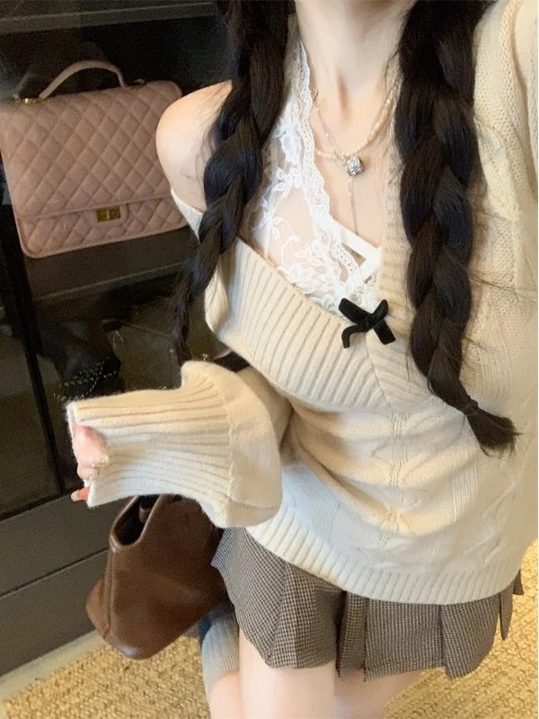 Retro V-Ne Long Sve Knitted Sweater Women's Spring 2026 New Waist-Cinching Slimming Knot Soft Versatile Top
Retro V-Ne Long Sve Knitted Sweater Women's Spring 2026 New Waist-Cinching Slimming Knot Soft Versatile Top
