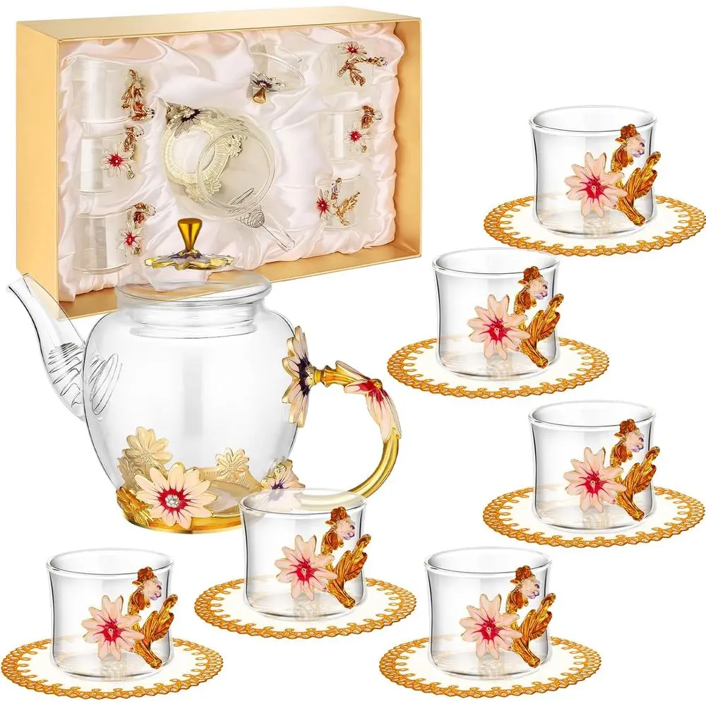 7 Pcs loral Tea Set or Women, Vintage lower Teapot Set With Git Box, Glass Tea Kettle, ancy Cup, Mug With ers or Kitchen amily G
7 Pcs loral Tea Set or Women, Vintage lower Teapot Set With Git Box, Glass Tea Kettle, ancy Cup, Mug With ers or Kitchen amily G