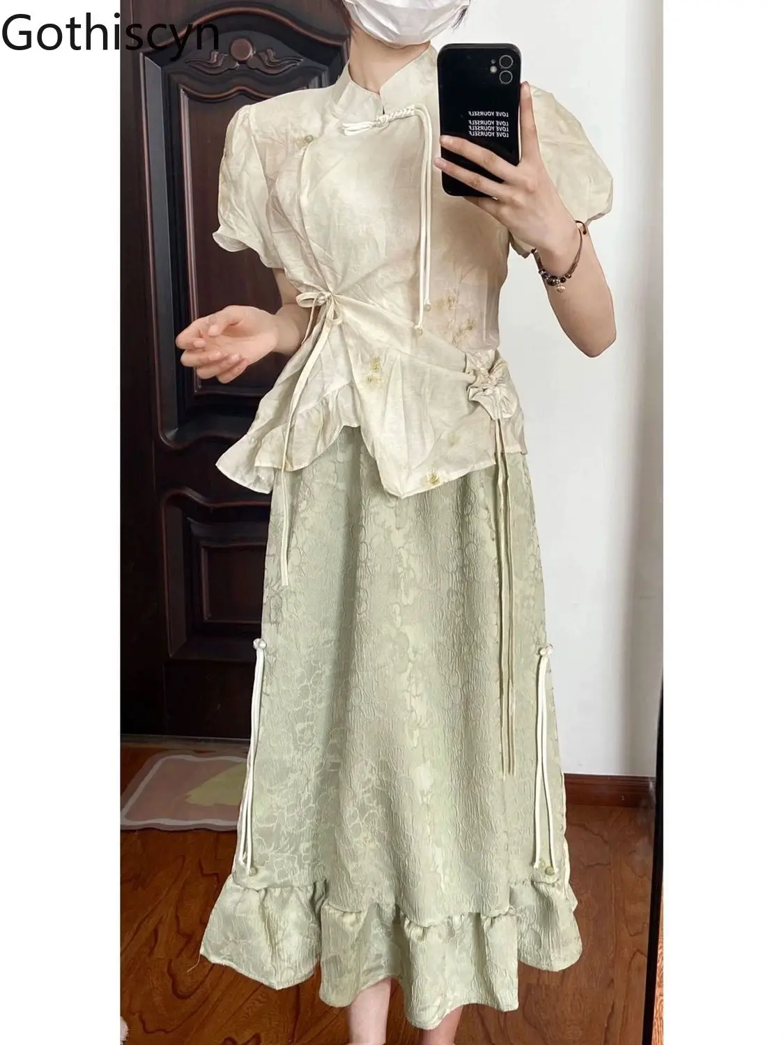 Gothiscyn New Vintage Ink Printed Skirt Set Summer Sweet Tie up Slim Fit Short Sleeve Top Long Skirt Two Piece Set Women Outfits
Gothiscyn New Vintage Ink Printed Skirt Set Summer Sweet Tie up Slim Fit Short Sleeve Top Long Skirt Two Piece Set Women Outfits