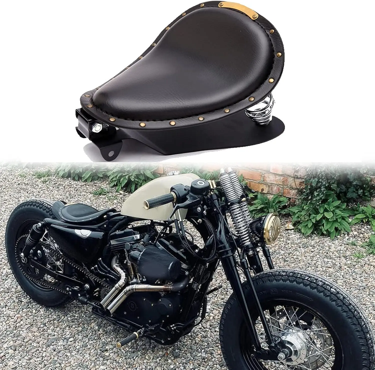 Black Motorcycle Rivet Solo Seat Spring Bobber With Base Plate Compatible with Harley Chopper Bobber Sportster XL883 1200 48 Cho
Black Motorcycle Rivet Solo Seat Spring Bobber With Base Plate Compatible with Harley Chopper Bobber Sportster XL883 1200 48 Cho