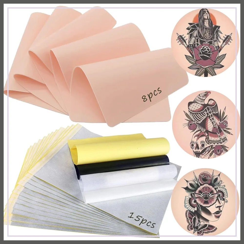 23PCS Tattoo Practice Kit with Fake Skin & Stencil Paper for Beginners and Artists
23PCS Tattoo Practice Kit with Fake Skin & Stencil Paper for Beginners and Artists
