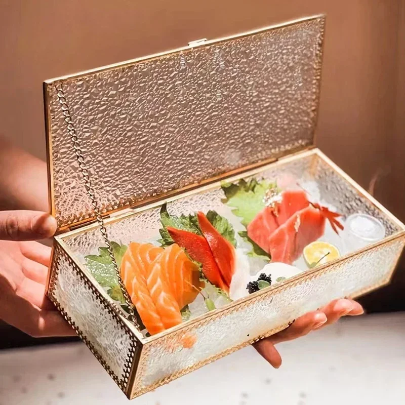 Phnom Penh, Covered, Rectangular Glass Sushi Box, Molecular Cooking, Dry Ice Box, Specialty Hotel Cold Dish, Restaurant Supplies
Phnom Penh, Covered, Rectangular Glass Sushi Box, Molecular Cooking, Dry Ice Box, Specialty Hotel Cold Dish, Restaurant Supplies