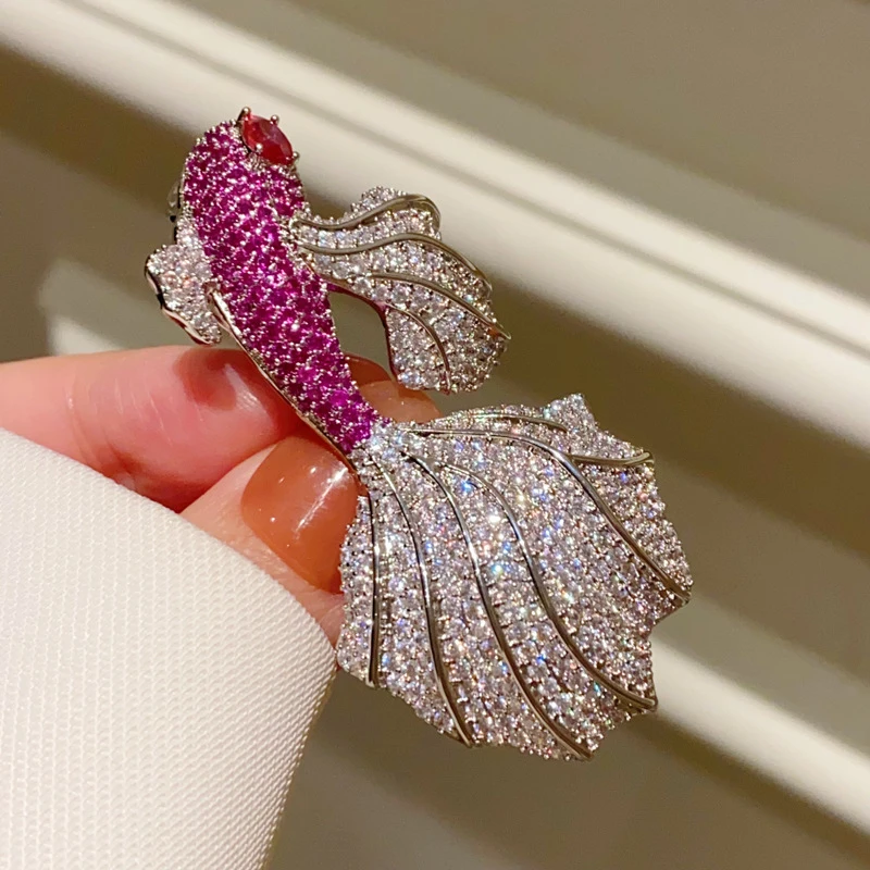 Sparkling Shimmering Magenta White Crystal Fish Brooch Silver Plated Elegant Accessory for women Cubic Zirconia fashion pin
Sparkling Shimmering Magenta White Crystal Fish Brooch Silver Plated Elegant Accessory for women Cubic Zirconia fashion pin