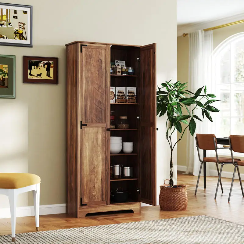 HOMCOM 72" Farmhouse Pantry Cabinet, Freestanding Food Pantry Cabinet with Adjustable Shelves, Brown
HOMCOM 72" Farmhouse Pantry Cabinet, Freestanding Food Pantry Cabinet with Adjustable Shelves, Brown