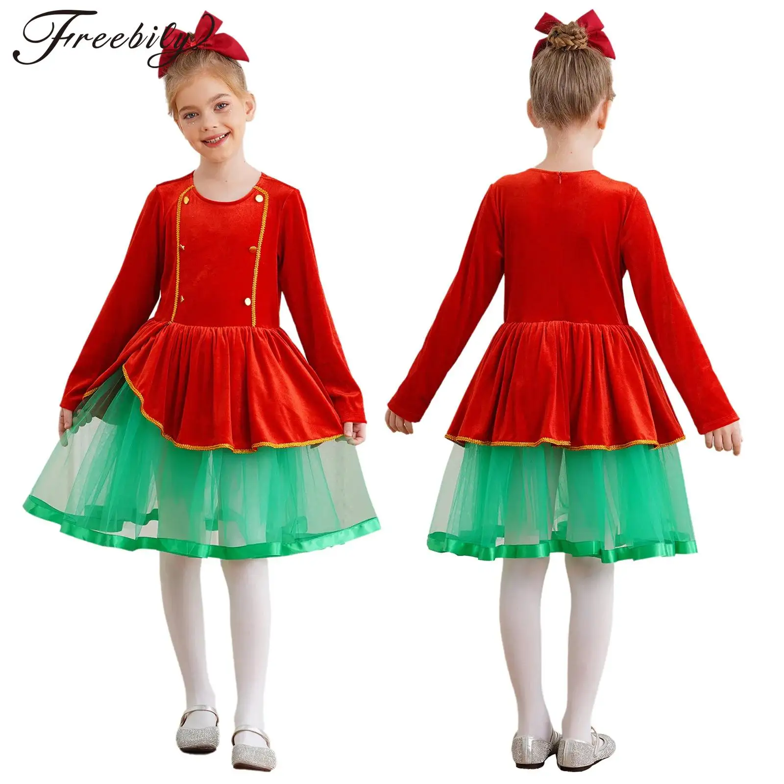 Kids Girls Christmas New Year Party Dress Costume Long Sleeve Velvet Mesh Leotard Tutu for Ballet Skating Dance Xmas Cosplay
Kids Girls Christmas New Year Party Dress Costume Long Sleeve Velvet Mesh Leotard Tutu for Ballet Skating Dance Xmas Cosplay