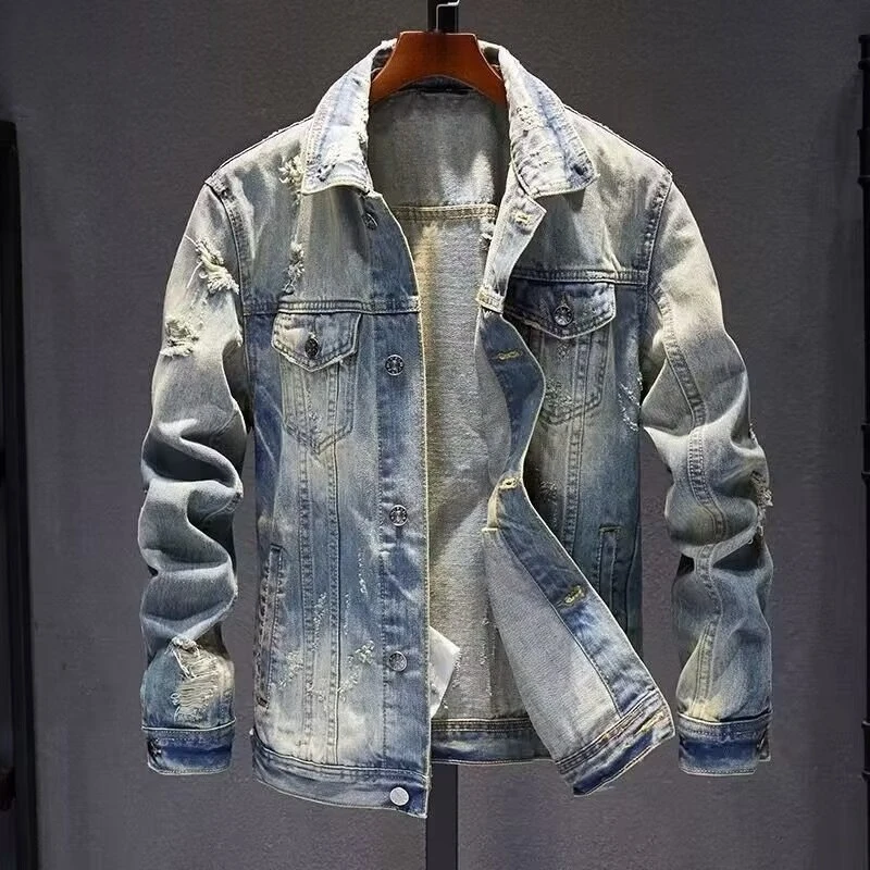 Мужская джинсовая куртка в стиле ретро, синяя, приталенная, молодежная, универсальная, модная, классическая, уличная одежда
Мужская джинсовая куртка в стиле ретро, синяя, приталенная, молодежная, универсальная, модная, классическая, уличная одежда