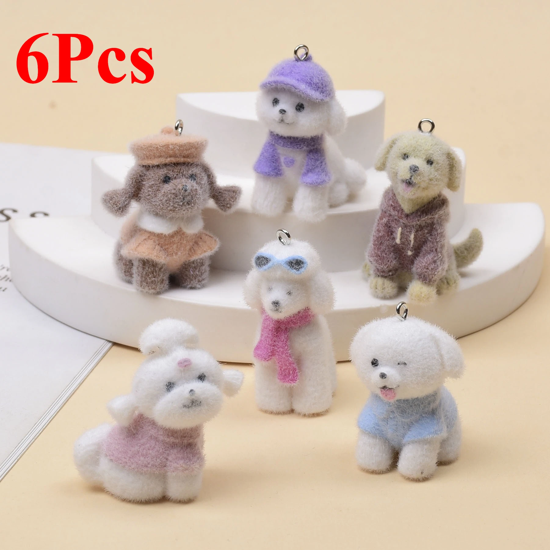 6pcs Flocked Cartoon Dog Charms Teddy Puppy Pendant for Jewelry Making DIY Keychain Necklace Earring Accessories
6pcs Flocked Cartoon Dog Charms Teddy Puppy Pendant for Jewelry Making DIY Keychain Necklace Earring Accessories