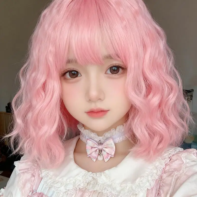 Lolita pink short curly wig for women, synthetic hair with wool , Japanese sweet doll style, instant noodle curls, full hea
Lolita pink short curly wig for women, synthetic hair with wool , Japanese sweet doll style, instant noodle curls, full hea