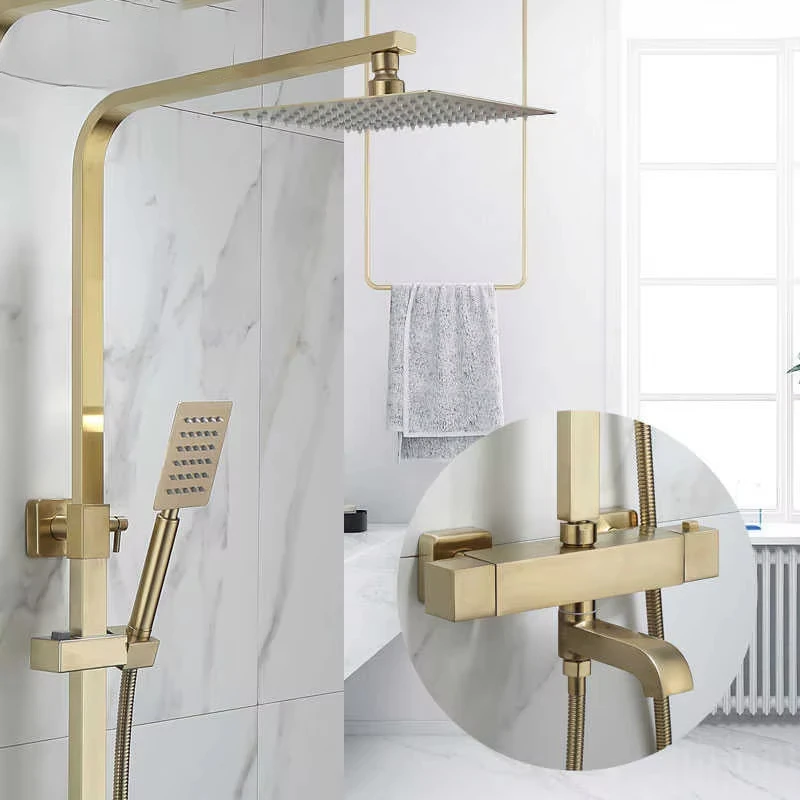 Thermostatic Rainfall Shower Set Faucet Mixer Tap With Tub Brass Brushed Gold Bath & Shower Faucet Set Bathtub
Thermostatic Rainfall Shower Set Faucet Mixer Tap With Tub Brass Brushed Gold Bath & Shower Faucet Set Bathtub