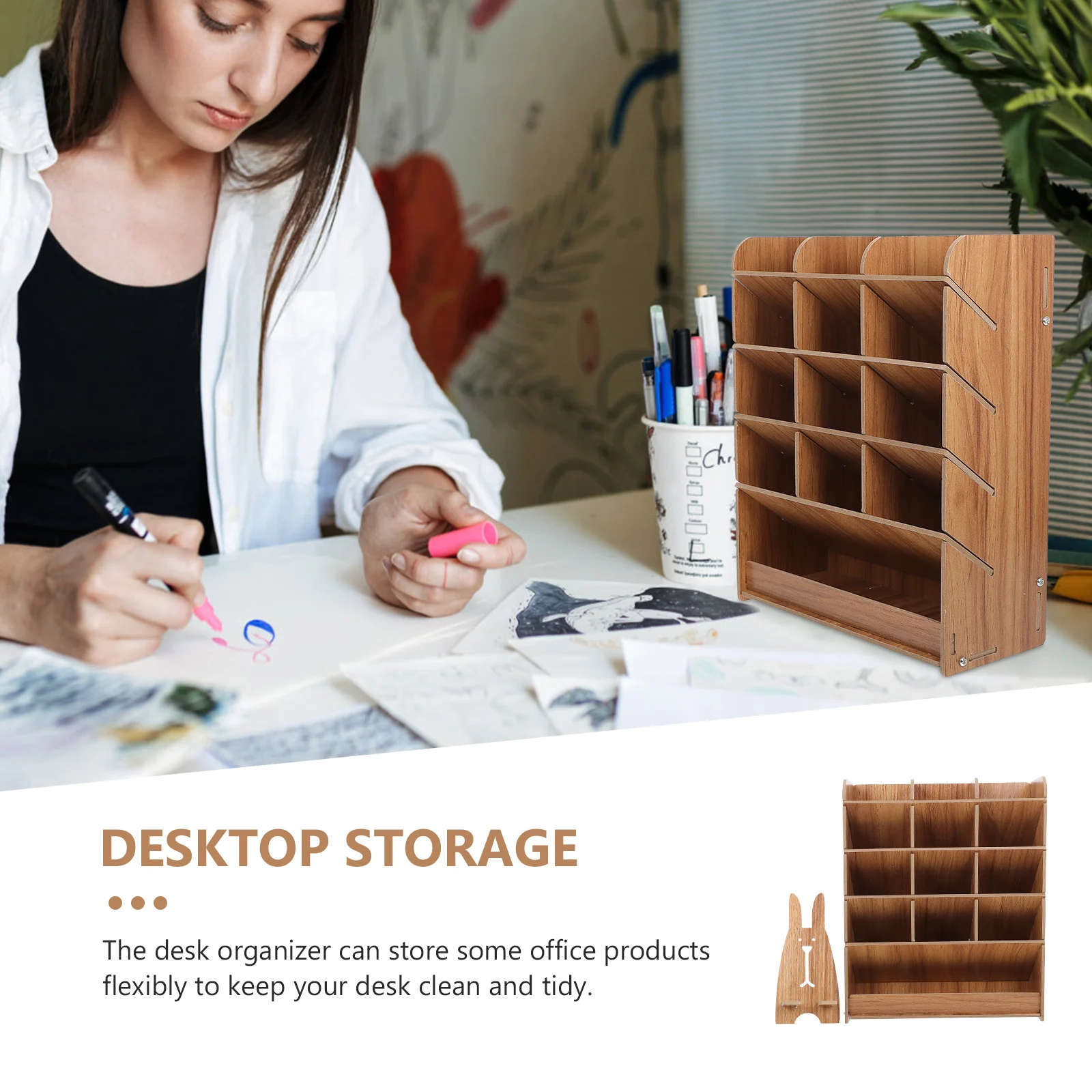 Wooden Desktop Pen Organizer Extra Storage Space for Pencils Markers Scissors Clips Rubber Bands Holder Shelf Office Pen Holder
Wooden Desktop Pen Organizer Extra Storage Space for Pencils Markers Scissors Clips Rubber Bands Holder Shelf Office Pen Holder