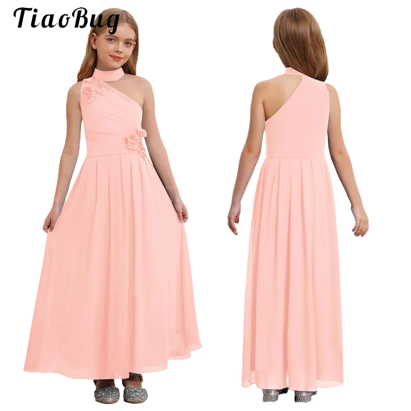 Teen Girl Princess Flower Girl Dress Wedding Bridesmaid Chiffon Long Dress Oblique Shoulder Sleeveless Evening Party Formal Gown
Teen Girl Princess Flower Girl Dress Wedding Bridesmaid Chiffon Long Dress Oblique Shoulder Sleeveless Evening Party Formal Gown