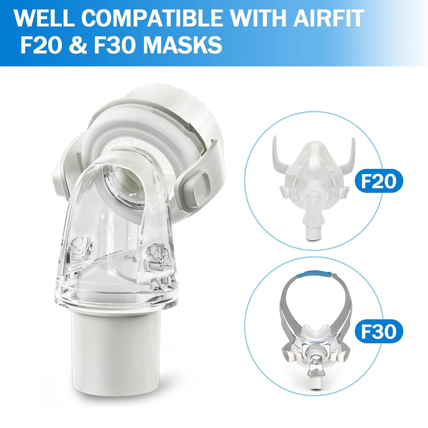 1pc Replacement Elbows for AirFit F20, Quick Release Swivel Elbow Connector Compatible with F20 F30, Easy To Attach & Secure Fit
1pc Replacement Elbows for AirFit F20, Quick Release Swivel Elbow Connector Compatible with F20 F30, Easy To Attach & Secure Fit