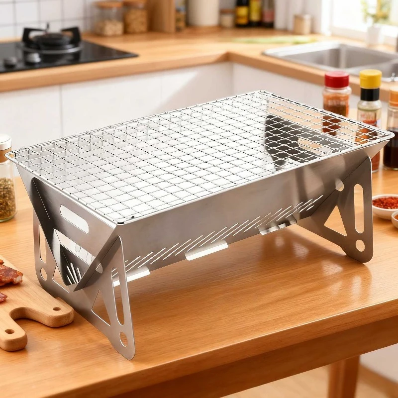 Складной гриль для барбекю из нержавеющей стали, гриль для барбекю с горящим углем, портативный гриль для барбекю на открытом воздухе во дворе
Складной гриль для барбекю из нержавеющей стали, гриль для барбекю с горящим углем, портативный гриль для барбекю на открытом воздухе во дворе