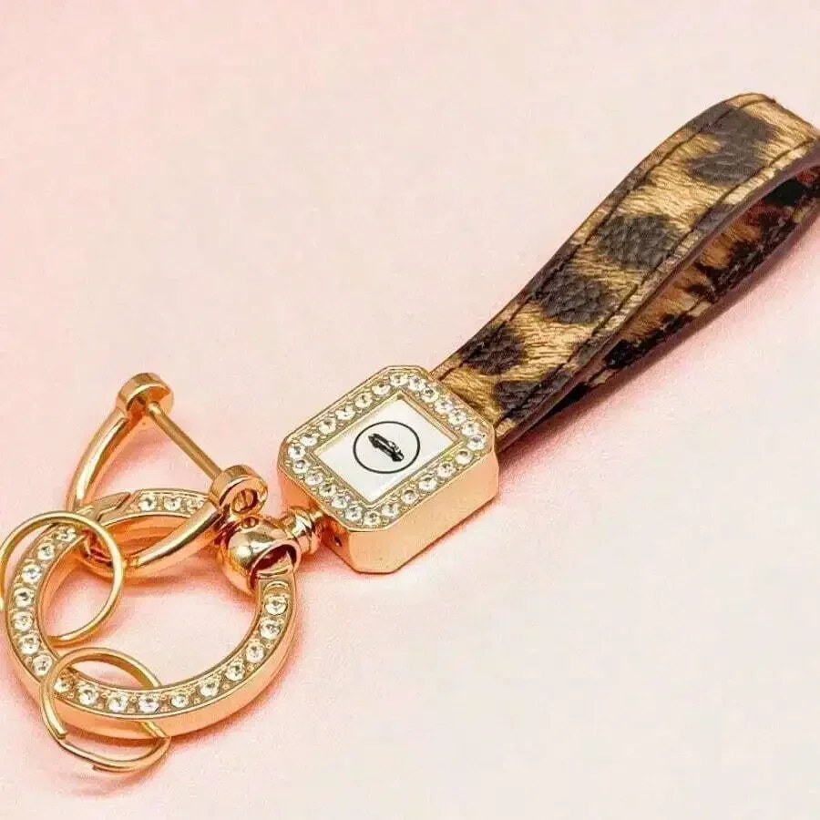 Leopard Print Leather Car Key Chain With Rhinestone Square Charm And Dual Rings
Leopard Print Leather Car Key Chain With Rhinestone Square Charm And Dual Rings