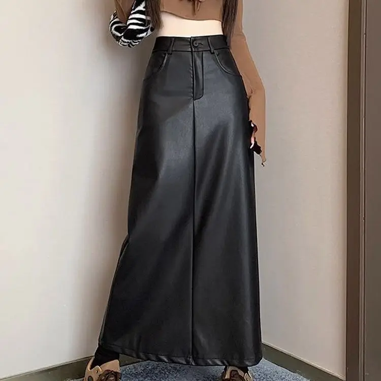 Autumn Winter Vintage Pu Leather Skirt Female High Waist Slim Long Skirt Split A-bag Hip Skirts
Autumn Winter Vintage Pu Leather Skirt Female High Waist Slim Long Skirt Split A-bag Hip Skirts
