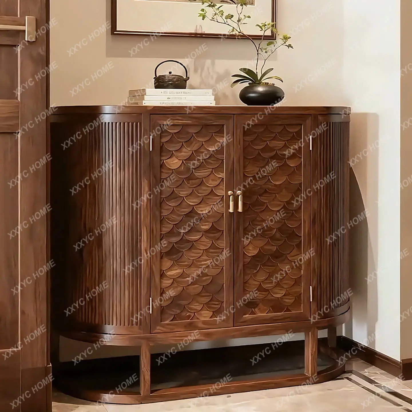Semicircular entrance cabinet Solid wood dining side cabinet Living room storage cabinet
Semicircular entrance cabinet Solid wood dining side cabinet Living room storage cabinet