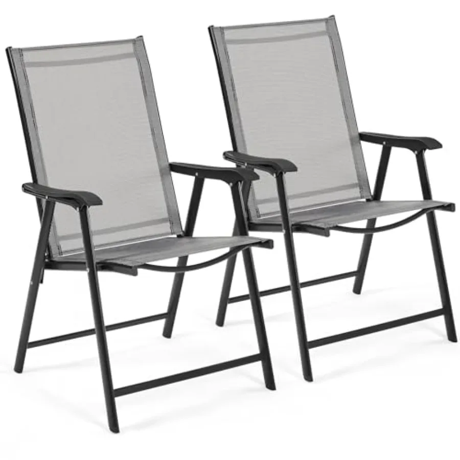 Patio Dining Chairs Set of 2 with Armrests, Outdoor Folding Chairs with Metal Frame and Backrest for Lawn, Garden, Yard and Poo
Patio Dining Chairs Set of 2 with Armrests, Outdoor Folding Chairs with Metal Frame and Backrest for Lawn, Garden, Yard and Poo