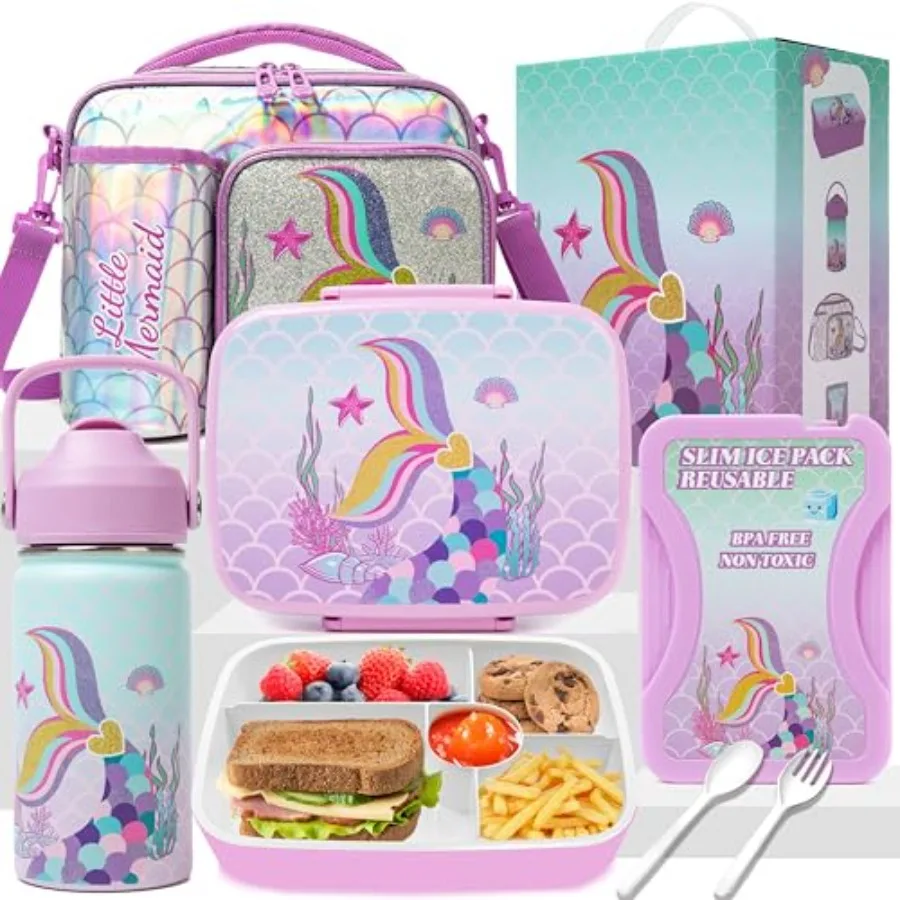 Mermaid Bento Box for Lunch Boxs for Girls Bento Lunch Box for Lunch Box Set with 5 Compartments Stainless Steel Water Bottle,
Mermaid Bento Box for Lunch Boxs for Girls Bento Lunch Box for Lunch Box Set with 5 Compartments Stainless Steel Water Bottle,