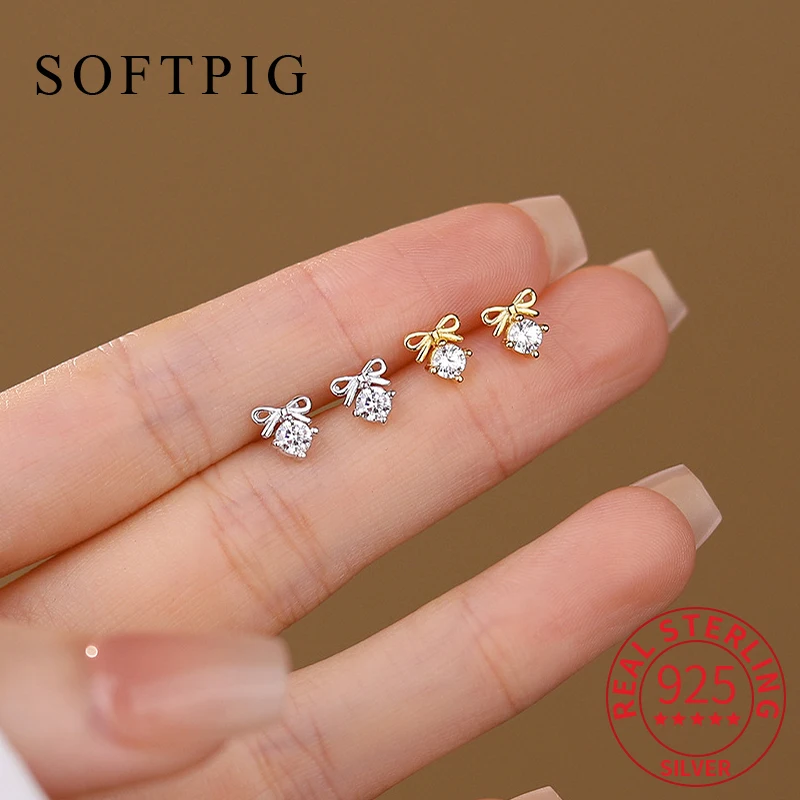 SOFTPIG Real 925 Sterling Silver Zircon Bowknot Mini Stud Earrings for Women Cute Fine Jewelry Light Luxury Accessories
SOFTPIG Real 925 Sterling Silver Zircon Bowknot Mini Stud Earrings for Women Cute Fine Jewelry Light Luxury Accessories